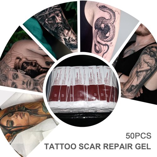 50PCS Tattoo Scar Repair Gel, Professional Tattoo Aftercare Cream Vitamin A&D Enriched Fast-Absorbing Formula for Makeup, Skin Healing, Microblading and Tattoo Recovery Supplies