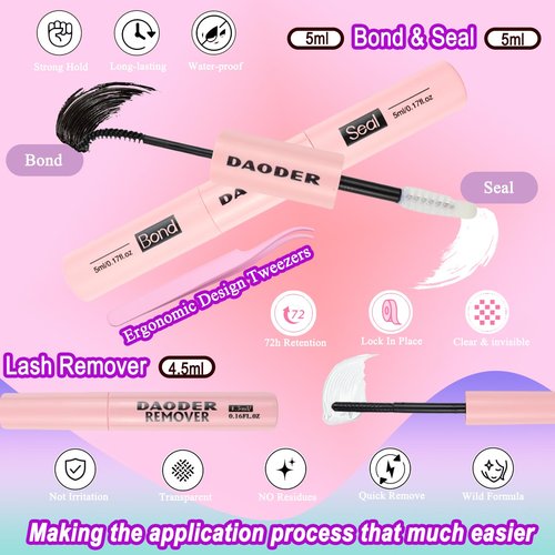 DAODER Wispy Lash Extension Kit 640Pcs Cluster Lashes Natural Look, Short Lash Clusters Kit 9-13mm 30D 40D 50D 60D D Curl Individual Lashes Kit with Lash Bond Seal Remover(30D+40D+50D+60D Kit 9-13mm)