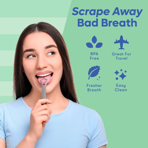 **Tongue Scraper | Stainless Steel 2-Pack with Travel Case | Effective Bad Breath Treatment**