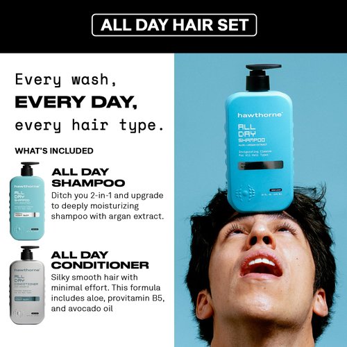 Hawthorne Men's Shampoo & Conditioner Set - Sulfate-Free with Avocado Oil & Aloe | Night Swim Scent, 16 fl. oz. Each