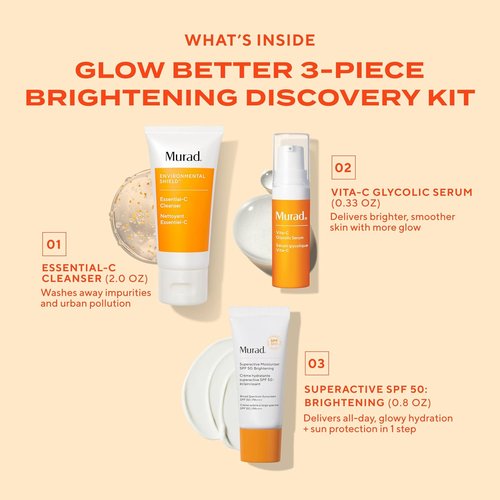 Murad Brighten Trial Kit - Vitamin C Skincare Set for Radiant, Even-Toned Skin | Travel-Friendly