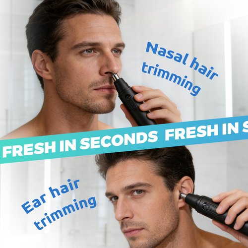 Ear and Nose Hair Trimmers for Men: Skinsafe Nasal Hair Cutter with 5 Months Long Lasting Battery Life - Portable Nose Trimmer Grooming Tool Easy of Use and Clean, Correct Size Nose Hair Remover