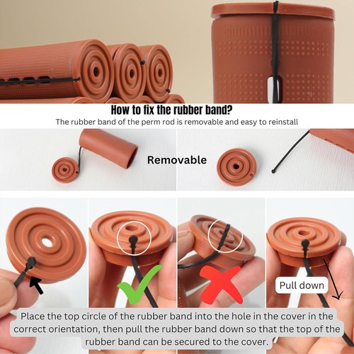 Skiennix Extra Large Perm Rods - Jumbo 18 Pcs Hair Rollers for Natural & Long Hair, 3.25in Brown