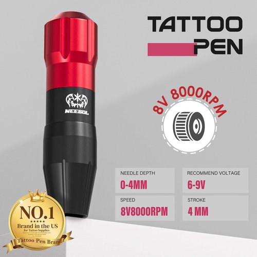 Neebol Tattoo Gun Kit - Wireless Tattoo Machine Kit with 2PCs 1600mAh Tattoo Battery with LED Digital Display, 20PCs Tattoo Cartridge Needles - Professional Tattoo Kit for Beginners Complete Set