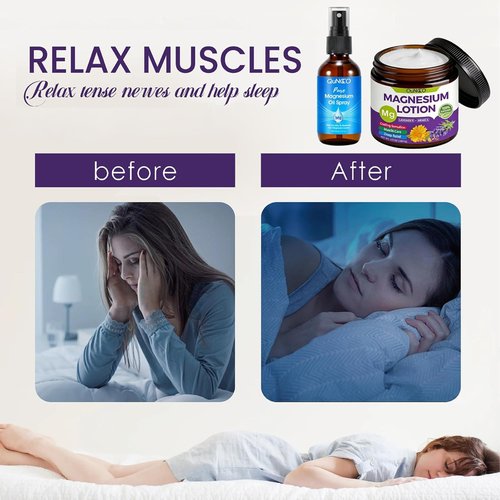 Pure Magnesium Oil Spray & Lotion Set - Unscented, Non-Greasy Relief for Sleep & Muscle Relaxation | 100% Magnesium Chloride with Arnica & Lavender