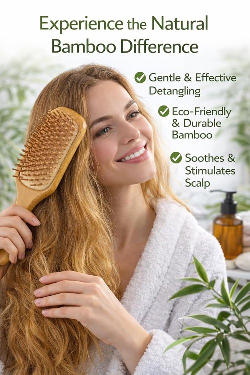 Biovexa Bamboo Hair Brush - Eco-Friendly Design for Smooth, Tangle-Free Hair