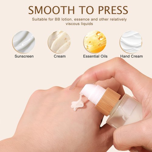 ericotry 1PCS Empty Refillable Frosted Glass Pump Bottle with Bamboo Pump Head Toiletries Storage Containers for Bath Shower Shampoo Hair-Conditioner Cleanser (150ml/5oz)