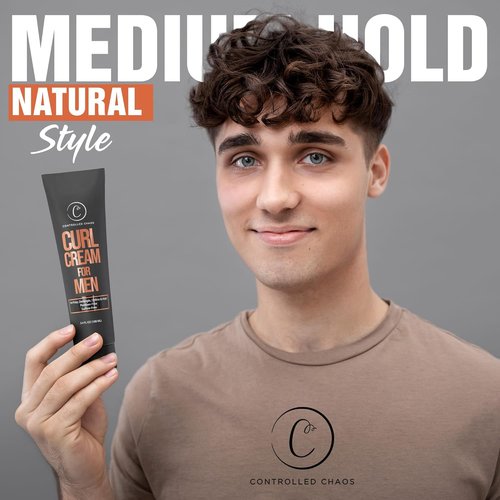 Controlled Chaos Curl Cream for Men - Sulfate-Free Hair Styling Cream with Shea Butter & Jojoba Oil (3.4oz)