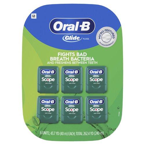 Oral-B Glide Dental Floss, Scope Mint Flavor, 40 m, Pack of 6