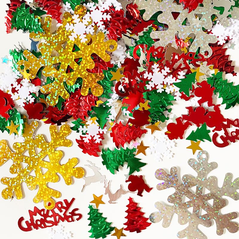 5000pcs Christmas Confetti Mix - Snowflake, Santa, Elk, Tree & More - Holiday Party Decorations