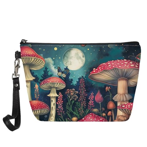 Cozeyat Moon Mushroom Cosmetic Bags for Women Makeup Bag Large Capacity Purse Travel Toiletry Zipper Storage Pouch Make up Brushes Organizer for Gifts