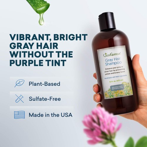 Just Nutritive Gray Hair Shampoo - Natural Treatment for Gray Hair | 16 Oz Size