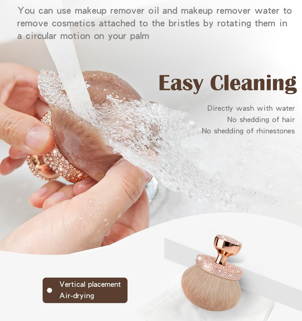 Yivaiks Self Tanner Brush Bling Tanning Brush Rhinestones 74mm Wide-Headed Large Body Makeup Brushes for Flawless Leg Makeup （Round Gold Rhinestone）