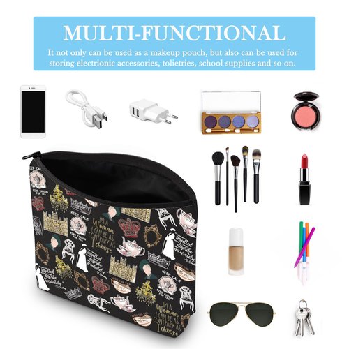 TV Show Inspired Gift V. Crawley Quote Inspired Gift TV Show Merchandise Zipper Pouch Makeup Bag for Fans Women (Down TV Pattern Black)