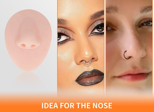Soft Silicone Flexible Model Body Part Displays Set, Silicone Tongue Mouth Nose Eye Navel Ear Model for Piercing Practice and Jewelry Display Acupuncture Teaching Tool, Education (Light Skin Colour)