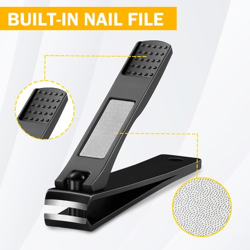 BEZOX Toe Nail Clippers for Men - Straight Blade Toenail Clipper and Curved Blade Fingernail Clippers - Premium Nail Trimmer Cutter for Thick Nails for Seniors - Black