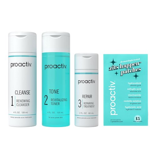 Proactiv 3 Step Acne Treatment System - Complete 60-Day Skincare Kit with Benzoyl Peroxide & Pimple Patches