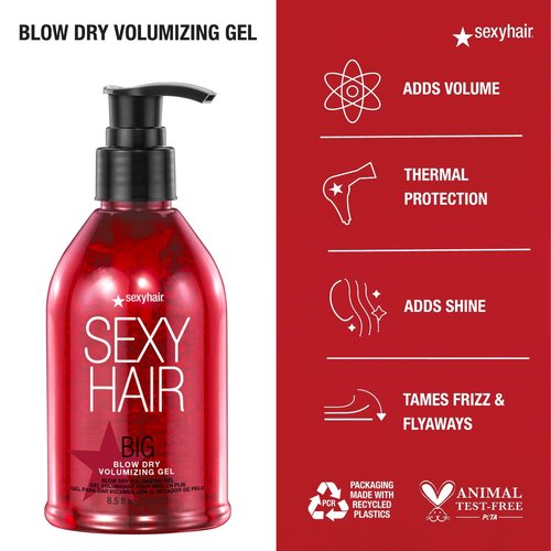 SexyHair Big Blow Dry Volumizing Gel - Adds Volume & Hold | Humidity Resistant for All Hair Types
