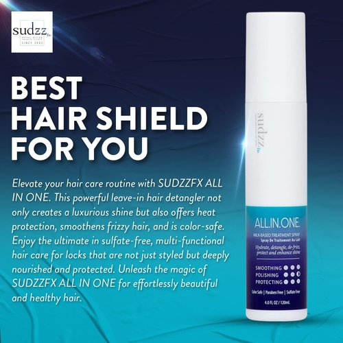 SUDZZFX ALL IN ONE Powerful Leave-in Hair Detangler - Creates Shine - Heat Protection - Smoothes Frizzy Hair - Color Safe - Sulfate Free 4.0 Fl Oz