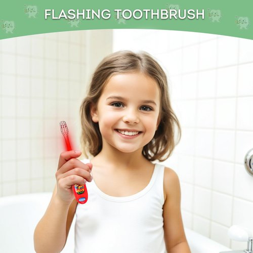 Lily's Home Kids Toothbrush Set – 2 Minutes Timer - Cute Animal Theme & Magical Glow - Ideal Toothbrush for Aged 3+ Boys - Promote Healthy Oral Care - 3 Pack with Soft Bristles