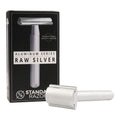 Standard Razors Aluminum Double Edge Safety Razor - Raw Silver | Three Piece Double Edge Safety Razor