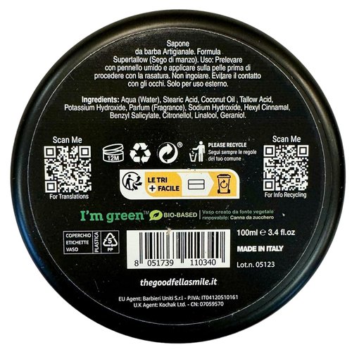 The Goodfellas’ Smile TALLOW N.1 (Floral & Wood) Italian Shaving Soap – Rich Tallow Croap for Thick Brush Lather, Wet Shaving & Classic Grooming Rituals