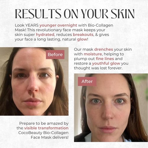 COCOBEAUTY Collagen Sheet Mask – Hydrating Korean Face Mask for Fine Lines & Anti-Aging, Deep Moisture, Radiant Skin Boost, Bio-Collagen Facial Masks (4 Pack)