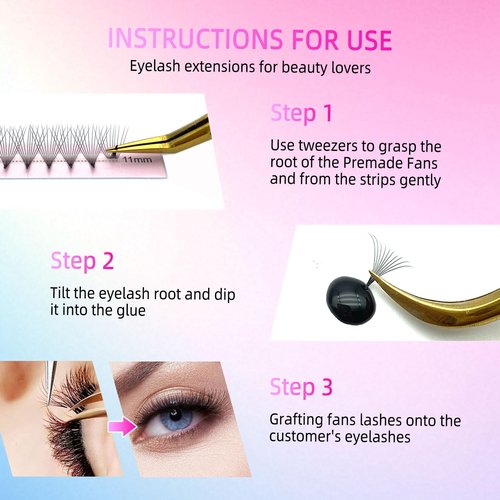 Pro Fairy Premade Fans Lashes 7D 8D 10D 12D 14D Voleme Lash Extensions Pre Made Fans Eyelash Extension Mixed 8-15mm Thickness 0.07 Curl C/D (7D 0.07 C Mix)