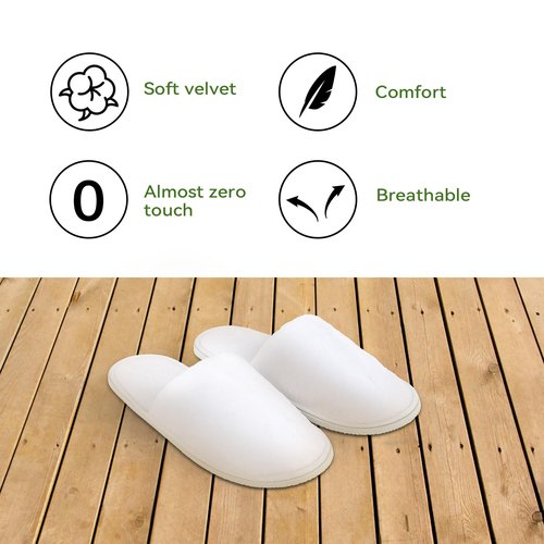 QatmMkt 10 Pairs Guest Disposable Slippers, SPA Cotton Slippers, Hotel Bath Slippers Disposable, Travel Bulk Guest House Slippers for Shoeless Home, Travel, Hotel, Indoor (White, One Size, Unisex)