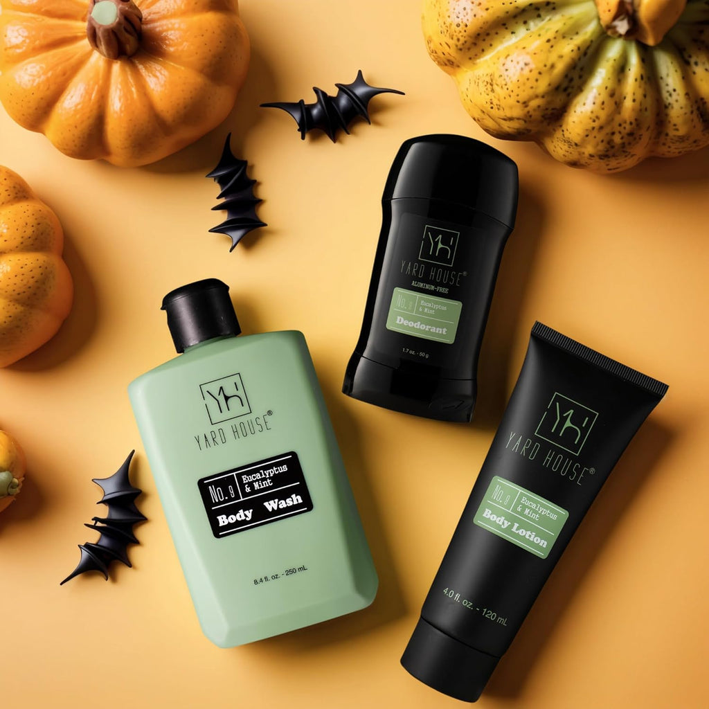 Yard House Men's Skincare Gift Set - Eucalyptus & Mint Body Wash, Lotion & Deodorant | Premium Travel Kit for Men