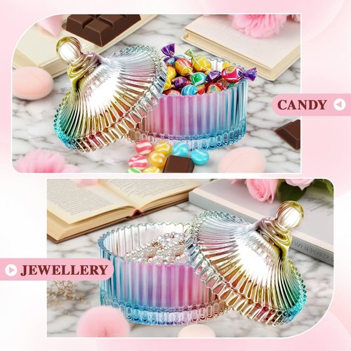 5 Pcs Extra Large Body Powder Puff and Container Set – 5.43" Oversize Crystal Powder Container | 3.54" Ultra-Soft Velour Puff, Washable & Reusable, Ideal for Face/Body Glitter & Wet/Dry Makeup
