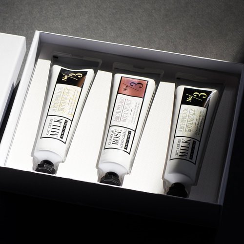 Archipelago Botanicals Hand Crème Gift Set Trio, Rich and Lightly Scented Hand Lotions for Dry Skin, Cuticles and Rough Spots, Oat, Soy and Charcoal Rose (3.4 fl oz each)