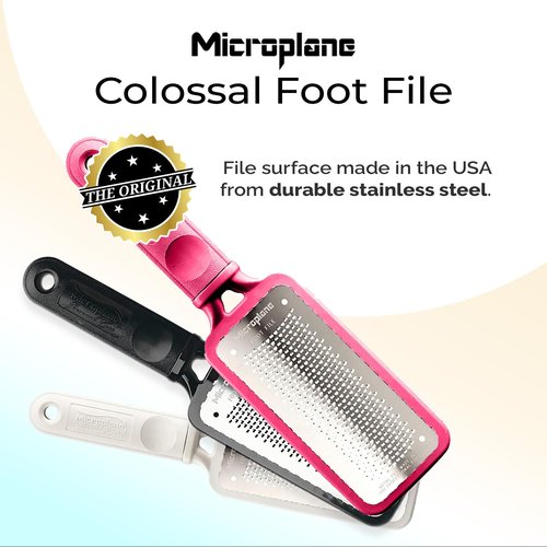 Microplane Colossal Foot File - Original Stainless Steel Callus Remover & Gentle Foot Scrubber | Pink Pedicure Tool