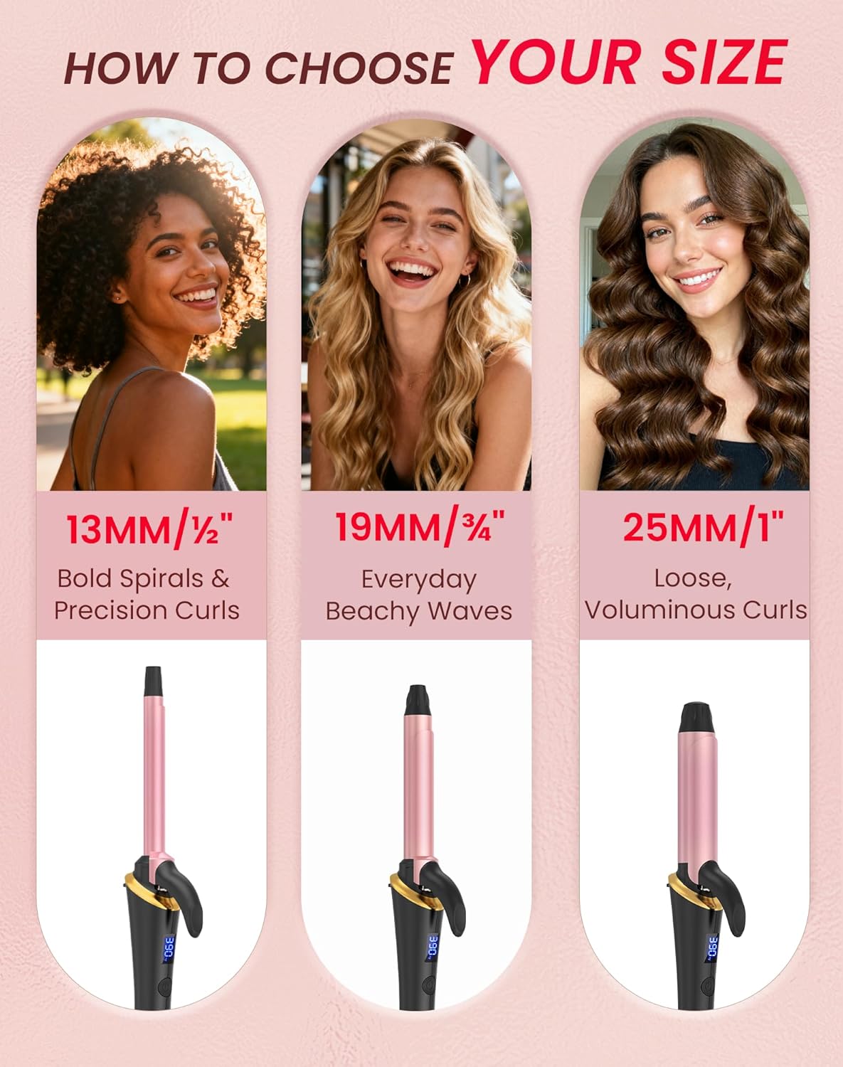 Ukliss Mini Curling Iron - Fast Heating, Anti-Scald Tip & 5 Temp Settings | Perfect for Short to Medium Hair (Black, 1 Inch)