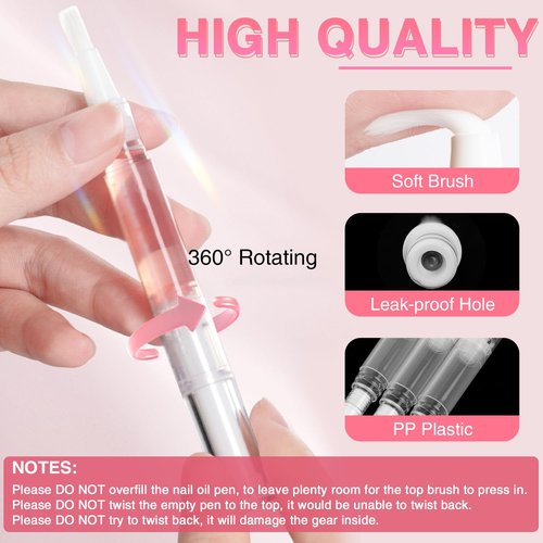 DupakSYS Cuticle Oil Pen 50Pcs 5ml Empty Nail Oil Pen Transparent Twist Pens with Brush Tip for Nail Oil, Eyelash Growth Liquid Tube, Cosmetic Lip Gloss Container Applicators + 72pcs Label