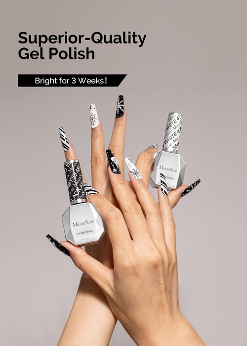 MelodySusie Thick Gel Nail Polish Set- 2 Pcs 15ML Black & White Gel Polish Set Soak Off UV LED White Gel Polish Christmas Gift for Women Nail Art Manicure Salon DIY Nail Design Decoration at Home