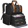 Mancro Hairstylist Travel Bag, 2-Layer Cosmetology Bag with 3 Separate Pouches and 2 Side Pockets, Professional Barber Bag Backpack with Adjustable Dividers for Cosmetology Supplies,Black