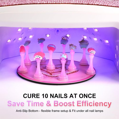ANGNYA Nail Stand for Press Ons, Round Super Magnetic Base Nail Holder for Painting Nails with 200 Pcs Reusable Double-Sided Tape for Nails Practice Nail Tools Home DIY Salon Supplies