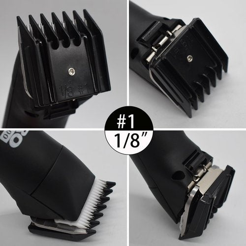 4 Pieces Professional A5-Style Animal Clipper Attachment Guard Guide Cutting Combs Set 76926-900, 1/8", 1/4", 3/8", 1/2", Compatible with Oster Classic 76 A5 Andis AG BG Wahl KM Pet Groomers (Black)