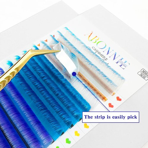 ABONNIE Colored Lash Extensions, Easy Fan Eyelash Extensions 0.07 D Curl 16mm Mix Volume Lash Extensions, Lash Fan for Professional Salon Supplies (0.07-D-Blue Ombre 16mm)