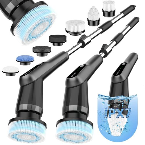 Dreazu G2 Electric Spin Scrubber - IPX7 Waterproof 10-in-1 Shower Cleaner Brush, Retractable Handle & 2-Speed for Bathroom, Bathtub, Kitchen, Tile Floors