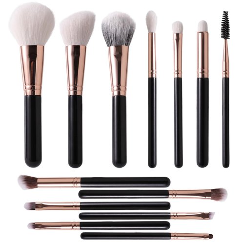 13 Piece Black Makeup Brushes, Face and Eye Makeup Brush Set Ultra Soft Goat Hair&Synthetic Bristles for Powder, Concealer, Blush, Contouring, Blending, Eyeshadow Kits for Beginners, Pros and Artists