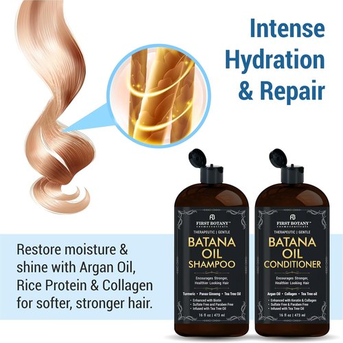 Batana Oil Shampoo & Conditioner - Sulfate-Free Formula for Hair Growth & Dandruff Relief - 16 fl oz x 2