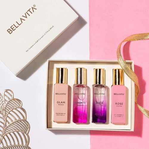 Bellavita Luxury Women's Perfume Gift Set - 80ml | Rose, Senorita, Date & Glam | Long-Lasting Floral Fragrance