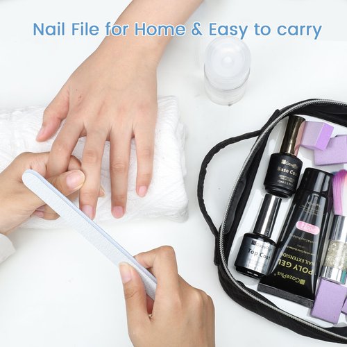 GazePlus Nail Files, 50 PCS Fingernail Files 7" Long 80/100 Grit Emery Boards for Nails - Professional Nail File Bulk Washable for Acrylic, Gel, Dip Powder, and Poly Gel Nails