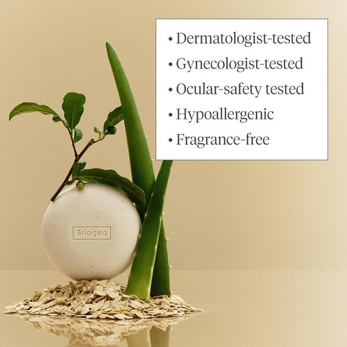 Briogeo Be Gentle, Be Kind Aloe + Oat Milk 3-in-1 Cleansing Bar - Vegan Solid Shampoo, Conditioner & Body Wash for Sensitive Skin | 3.7 oz