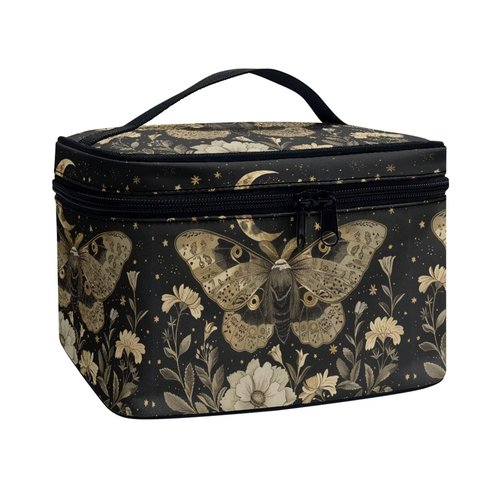 Flashideas Moth Leopard Large Capacity Travel Toiletry Bag Multifunctional Zipper Makeup Organizer Makeup Bag for Purse Toiletry Bag for Skincare Makeup Organizer Bag