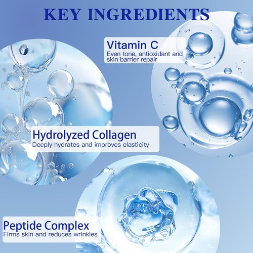 ICIKOL Deep Hydrolyzed Collagen Face Mask, 4 Pack - Age-Defying Sheet Mask with Peptides & Hyaluronic Acid, Restores Skin Elasticity & Firmness for Women