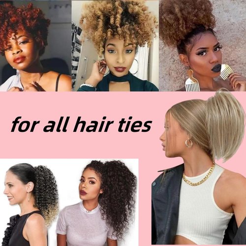 Skiennix Satin Hair Ties - Adjustable No-Damage Scrunchies for Thick Curly Hair | 2 Pcs Black Set