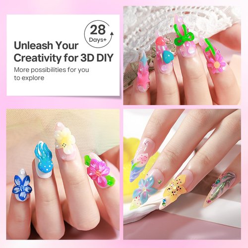 MIZHSE 12 Colors 3D Nail Gel Set, Non-Sticky Sculpting Gel for Nail Art Painting Molding Gels with Sculpture Pen Soak Off U V Sculpting Gels for Home DIY Salon Manicure